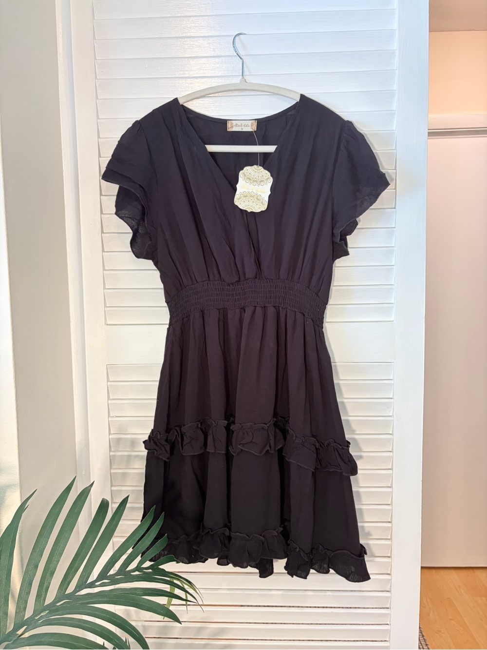 Altar'd State Black Ruffle-Tiered Dress